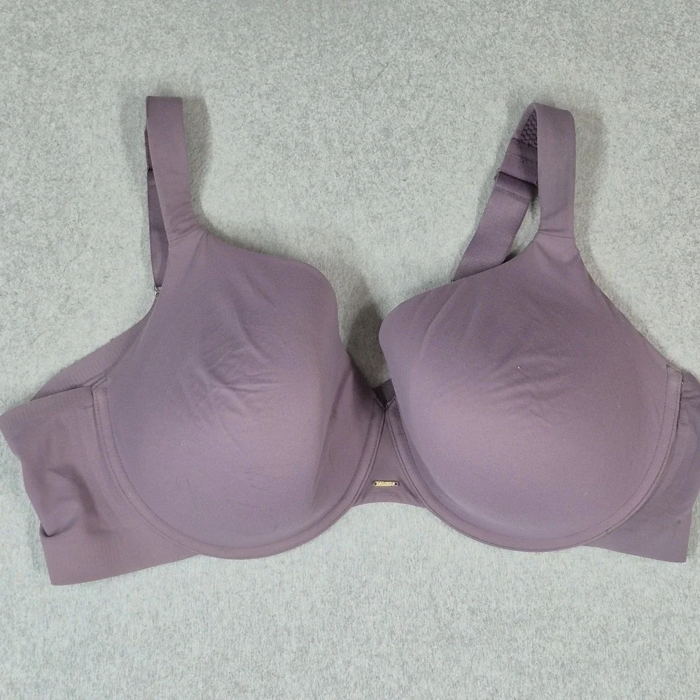 Cacique Women Bra 46DD Purple T Shirt Lightly Lined Underwired Strap Adjustable